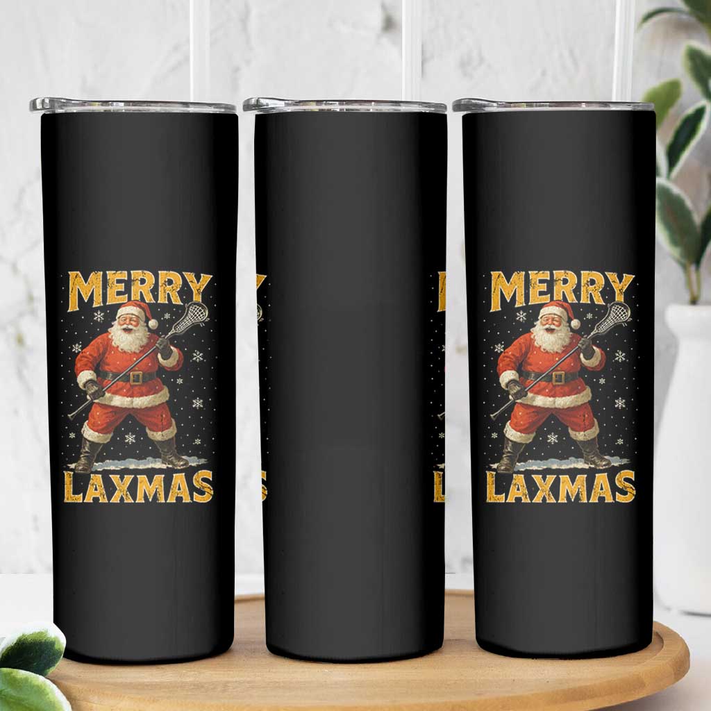 Funny Christmas Lacrosse Skinny Tumbler Merry Laxmas Santa Lax Player - Wonder Print Shop