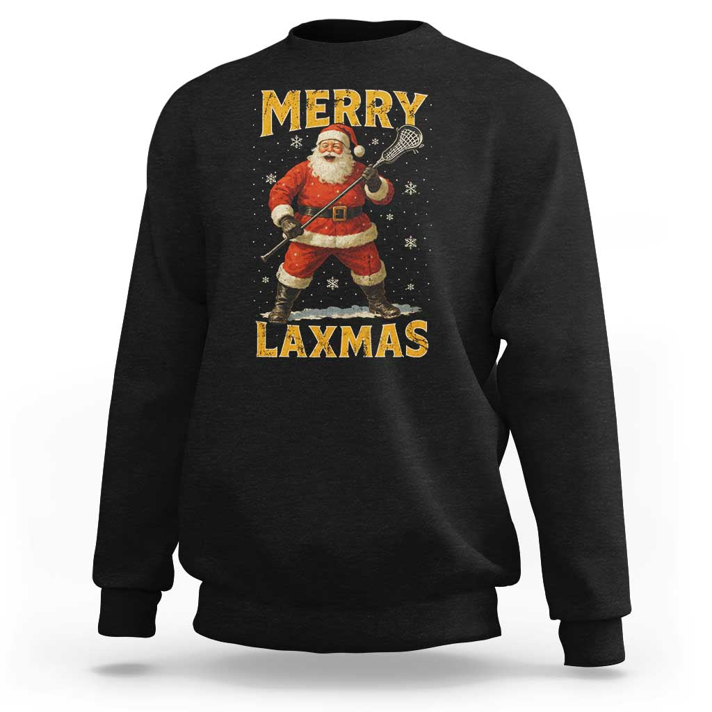Funny Christmas Lacrosse Sweatshirt Merry Laxmas Santa Lax Player - Wonder Print Shop