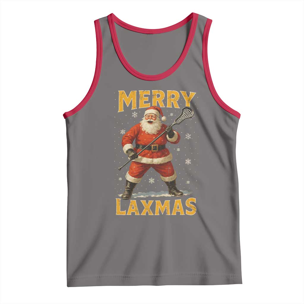 Funny Christmas Lacrosse Tank Top Merry Laxmas Santa Lax Player - Wonder Print Shop