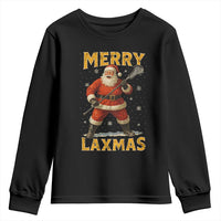 Funny Christmas Lacrosse Youth Sweatshirt Merry Laxmas Santa Lax Player - Wonder Print Shop
