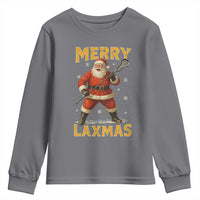 Funny Christmas Lacrosse Youth Sweatshirt Merry Laxmas Santa Lax Player - Wonder Print Shop