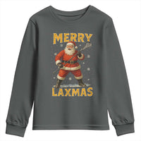 Funny Christmas Lacrosse Youth Sweatshirt Merry Laxmas Santa Lax Player - Wonder Print Shop