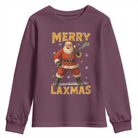 Funny Christmas Lacrosse Youth Sweatshirt Merry Laxmas Santa Lax Player - Wonder Print Shop