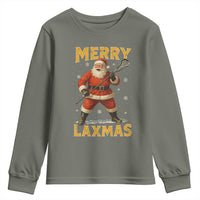 Funny Christmas Lacrosse Youth Sweatshirt Merry Laxmas Santa Lax Player - Wonder Print Shop