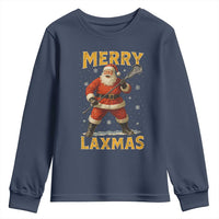 Funny Christmas Lacrosse Youth Sweatshirt Merry Laxmas Santa Lax Player - Wonder Print Shop