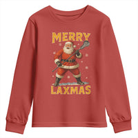 Funny Christmas Lacrosse Youth Sweatshirt Merry Laxmas Santa Lax Player - Wonder Print Shop
