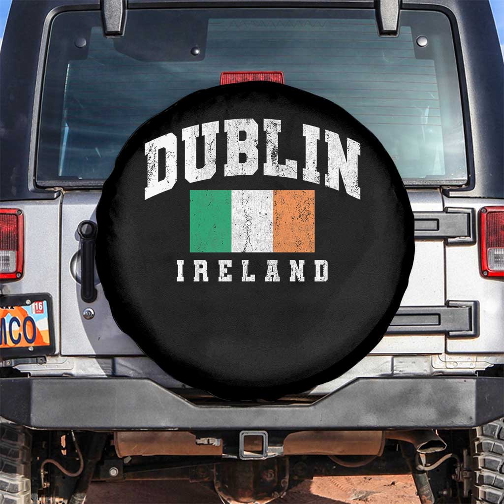 Dublin Ireland Flag Irish Retro Throwback Sports Design Spare Tire Cover