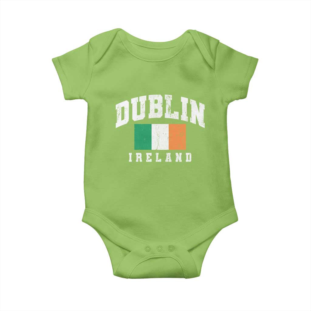 Dublin Ireland Flag Irish Retro Throwback Sports Design Baby Onesie