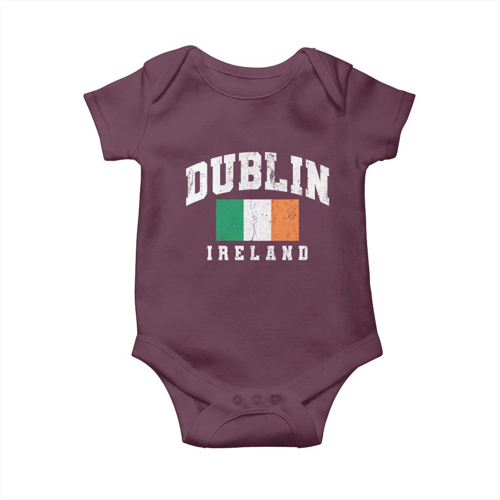 Dublin Ireland Flag Irish Retro Throwback Sports Design Baby Onesie