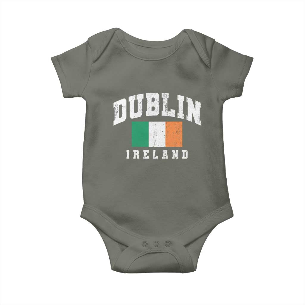 Dublin Ireland Flag Irish Retro Throwback Sports Design Baby Onesie
