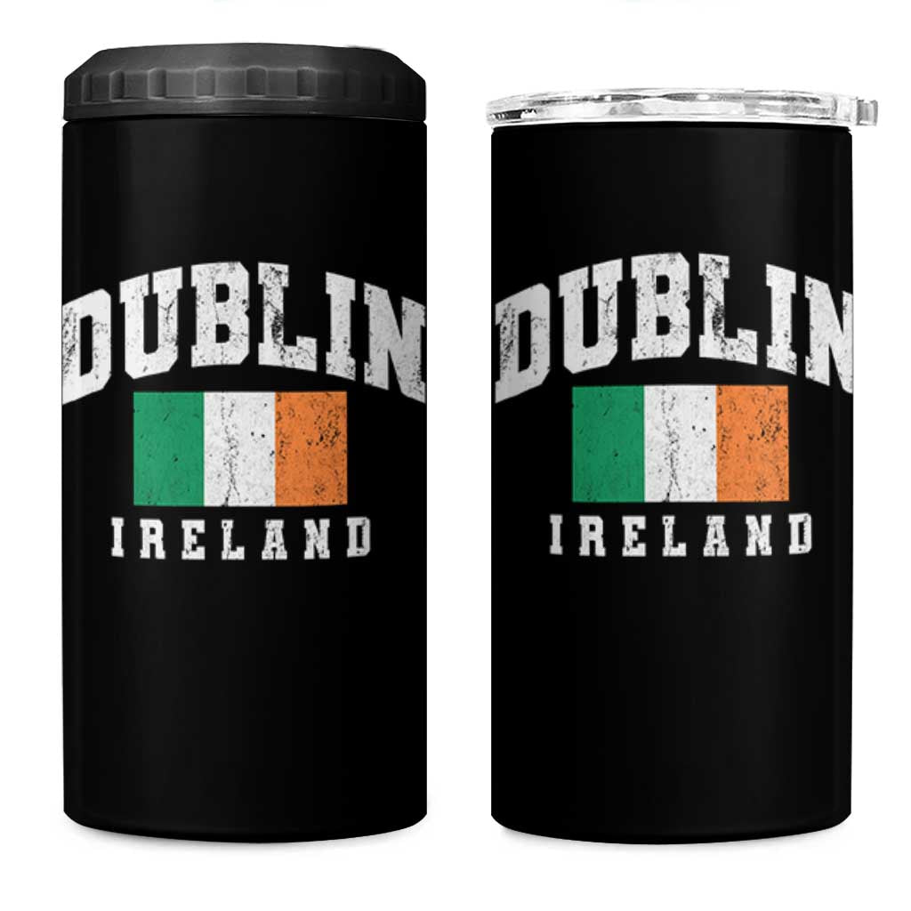Dublin Ireland Flag Irish Retro Throwback Sports Design 4 in 1 Can Cooler Tumbler