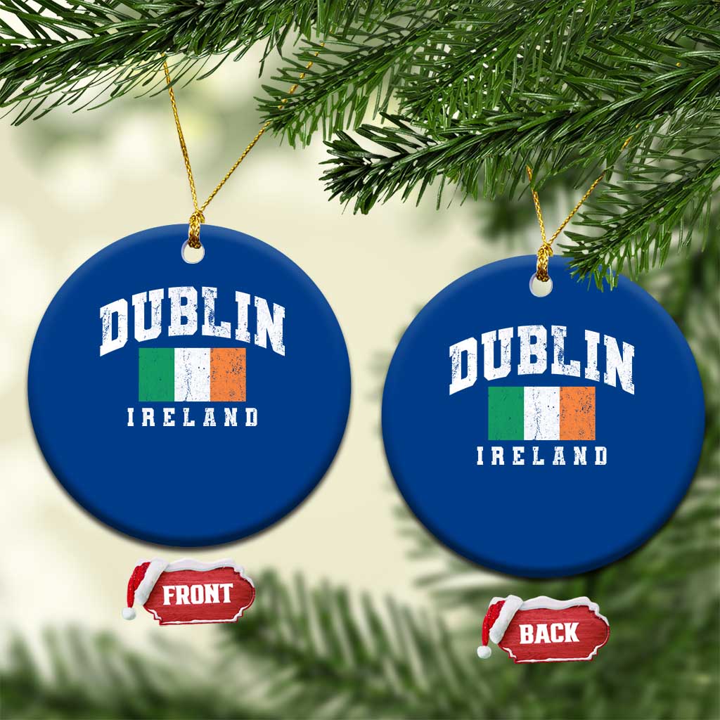 Dublin Ireland Flag Irish Retro Throwback Sports Design Ceramic Ornament