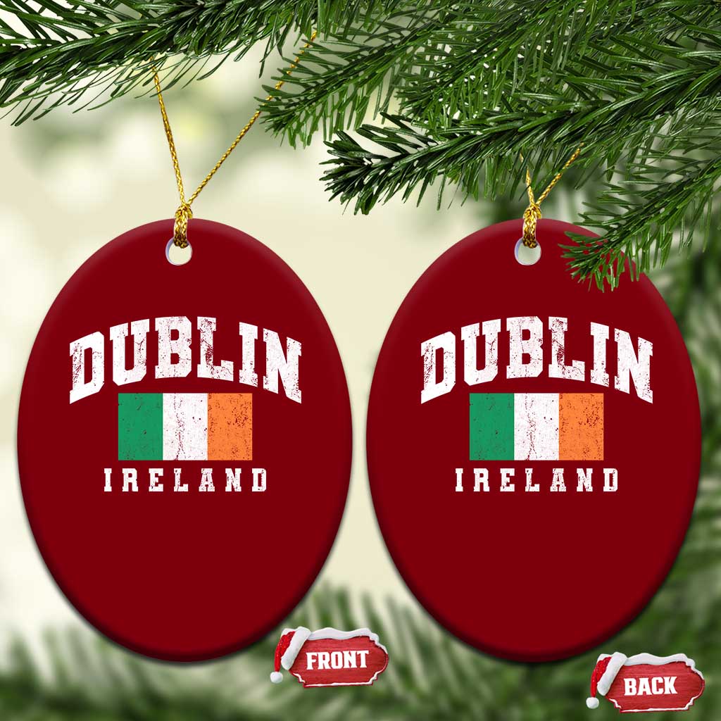 Dublin Ireland Flag Irish Retro Throwback Sports Design Ceramic Ornament