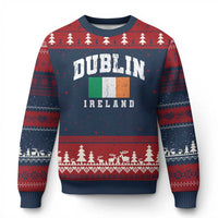 Dublin Ireland Flag Irish Retro Throwback Sports Design Ugly Christmas Sweater
