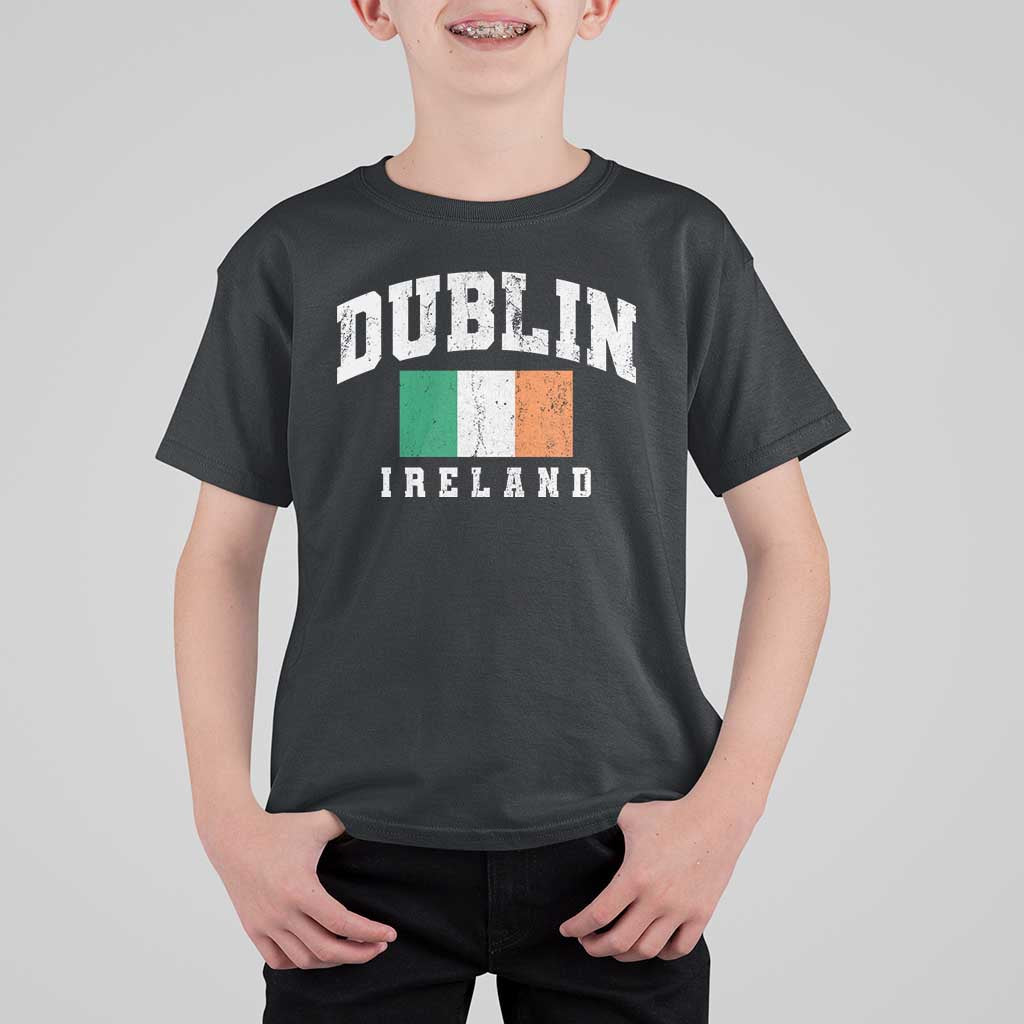 Dublin Ireland Flag Irish Retro Throwback Sports Design T Shirt For Kid