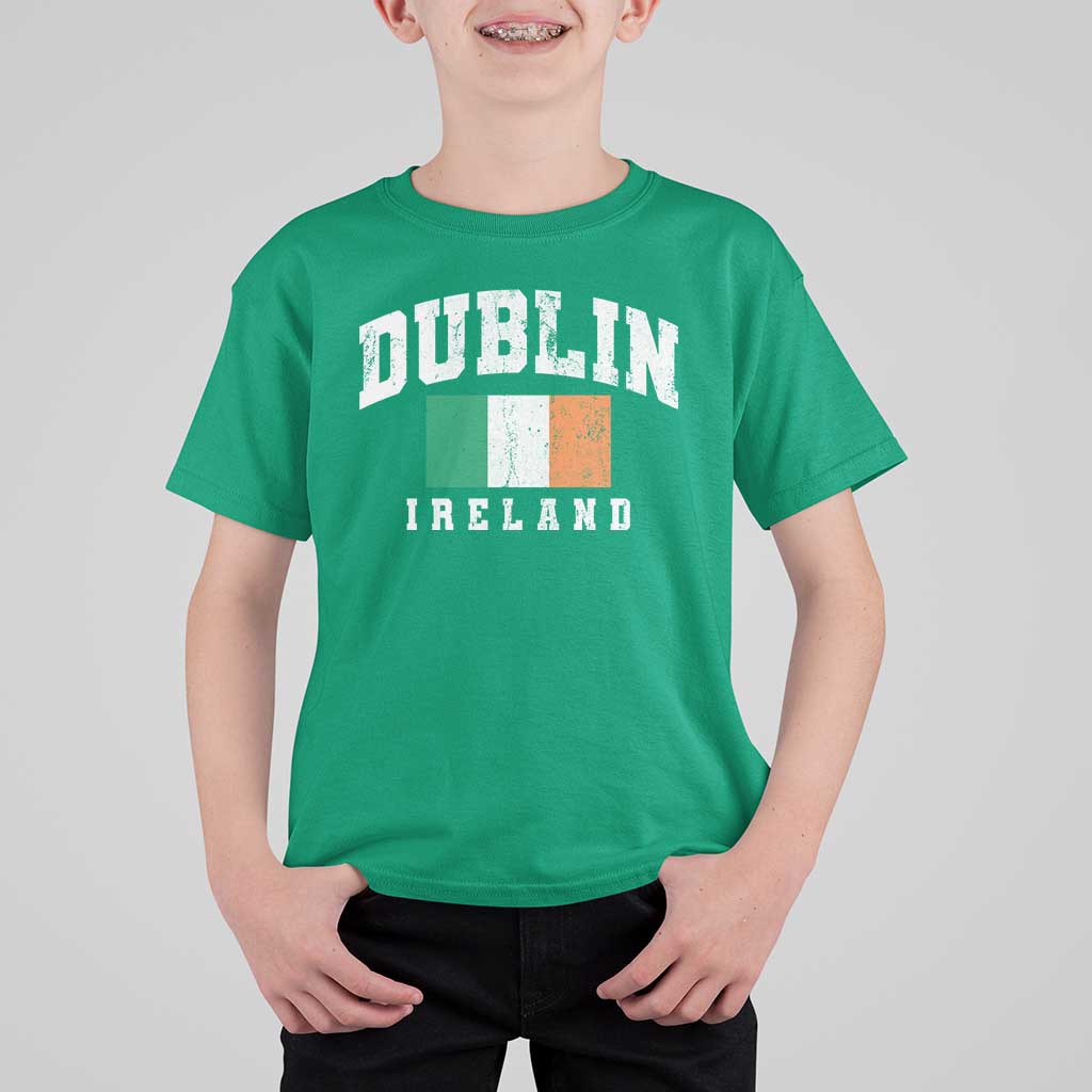 Dublin Ireland Flag Irish Retro Throwback Sports Design T Shirt For Kid