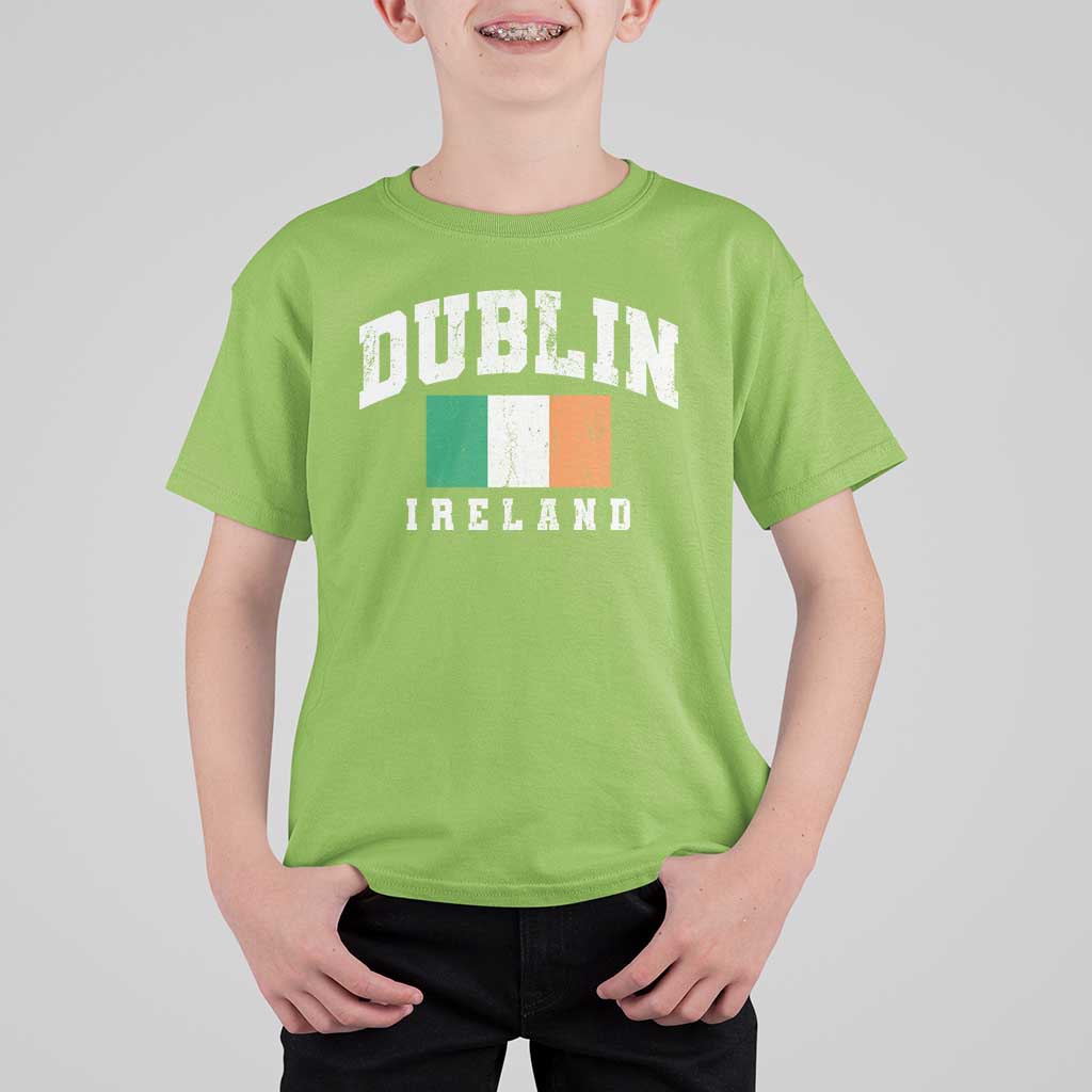 Dublin Ireland Flag Irish Retro Throwback Sports Design T Shirt For Kid