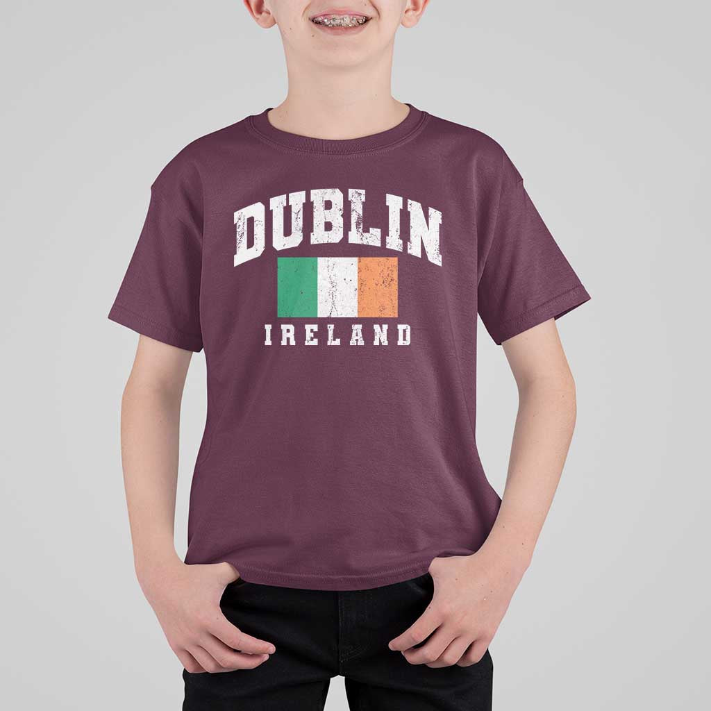 Dublin Ireland Flag Irish Retro Throwback Sports Design T Shirt For Kid