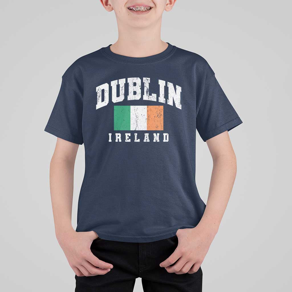 Dublin Ireland Flag Irish Retro Throwback Sports Design T Shirt For Kid