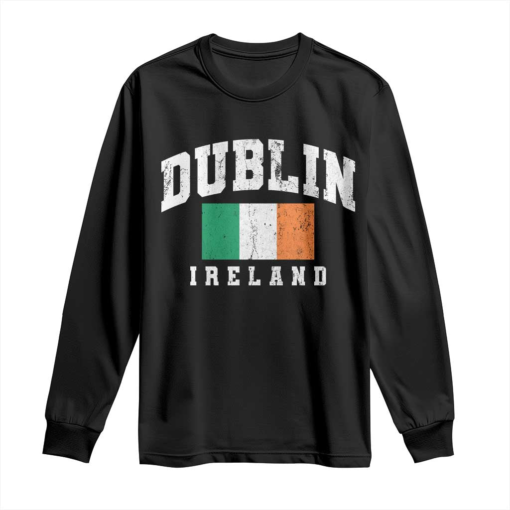 Dublin Ireland Flag Irish Retro Throwback Sports Design Long Sleeve Shirt