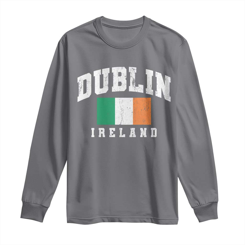 Dublin Ireland Flag Irish Retro Throwback Sports Design Long Sleeve Shirt