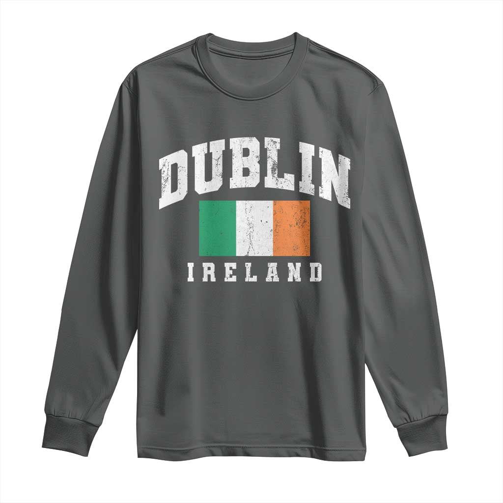 Dublin Ireland Flag Irish Retro Throwback Sports Design Long Sleeve Shirt