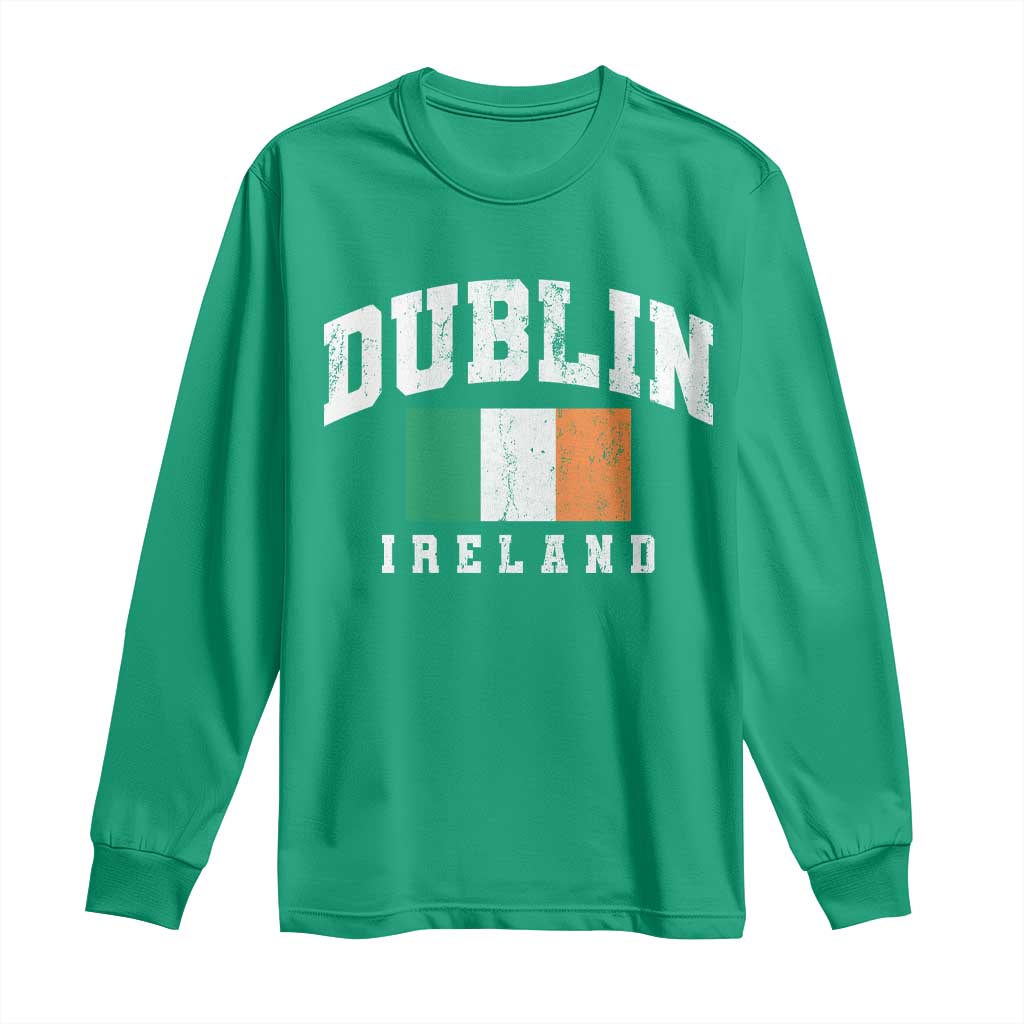 Dublin Ireland Flag Irish Retro Throwback Sports Design Long Sleeve Shirt