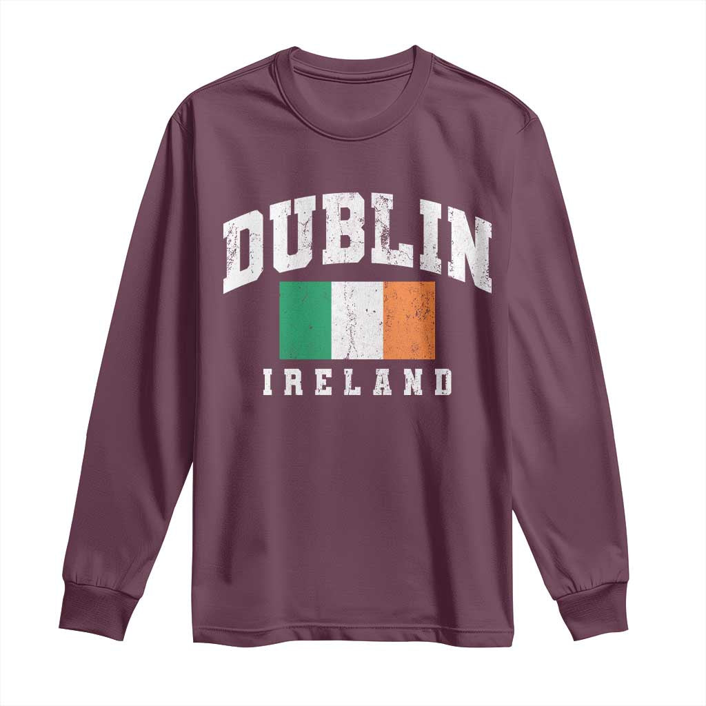 Dublin Ireland Flag Irish Retro Throwback Sports Design Long Sleeve Shirt