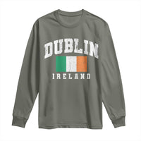 Dublin Ireland Flag Irish Retro Throwback Sports Design Long Sleeve Shirt
