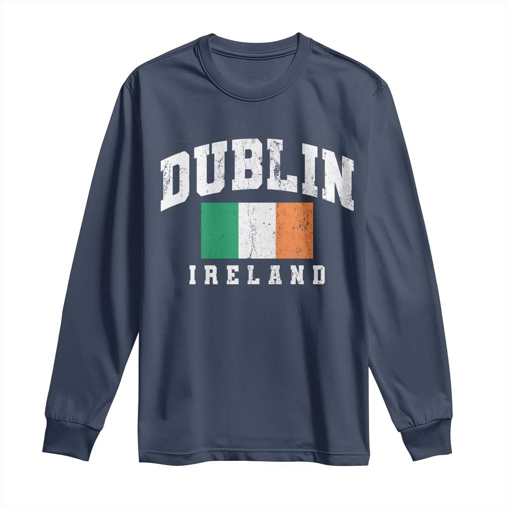 Dublin Ireland Flag Irish Retro Throwback Sports Design Long Sleeve Shirt