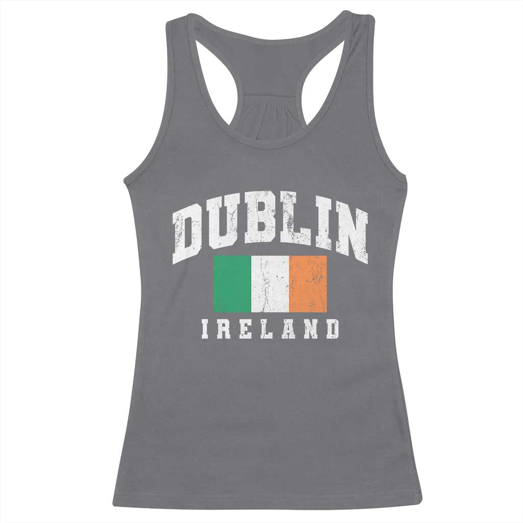 Dublin Ireland Flag Irish Retro Throwback Sports Design Racerback Tank Top