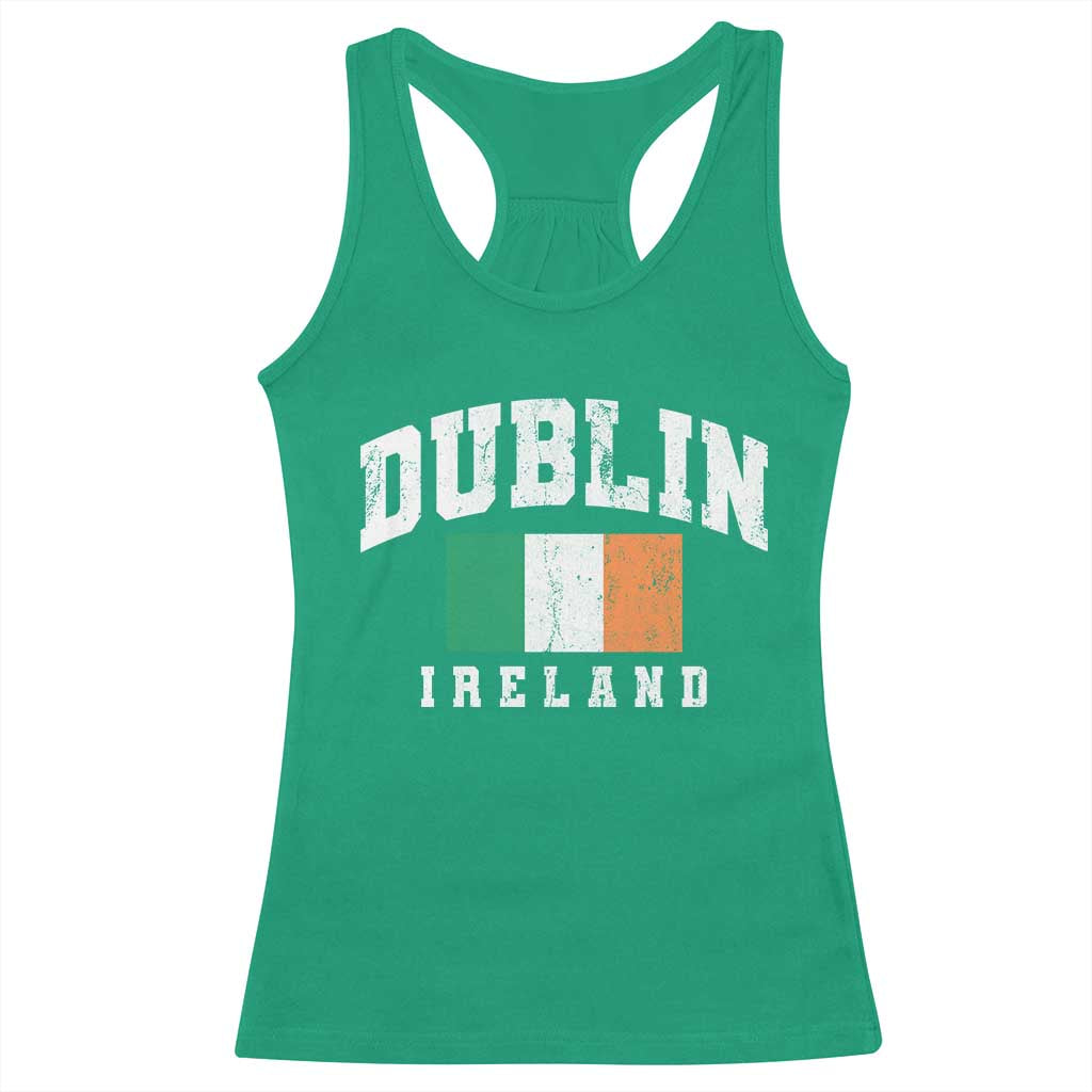 Dublin Ireland Flag Irish Retro Throwback Sports Design Racerback Tank Top