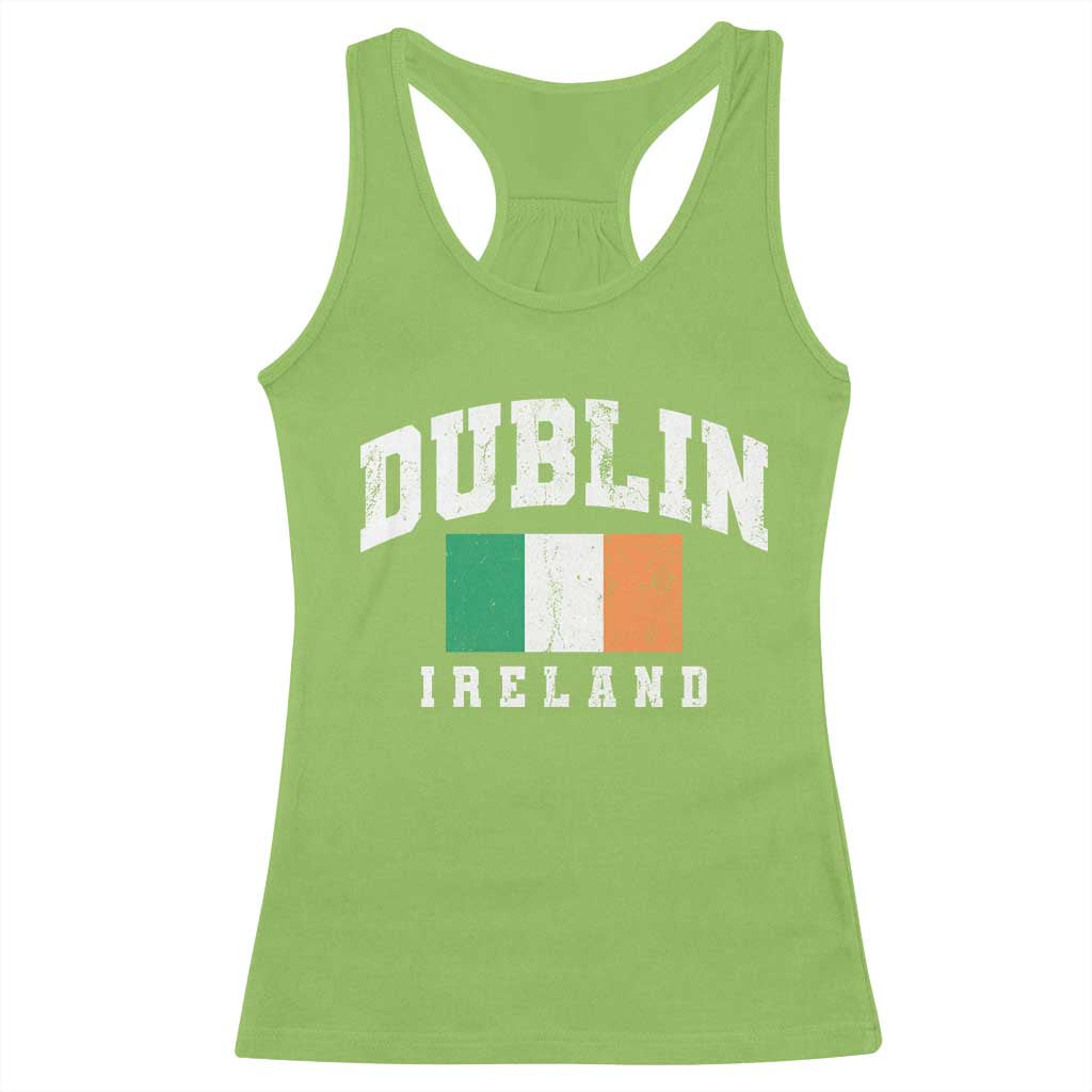 Dublin Ireland Flag Irish Retro Throwback Sports Design Racerback Tank Top