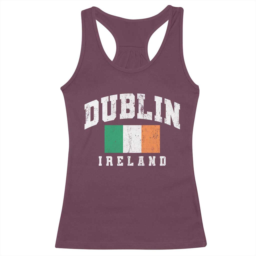 Dublin Ireland Flag Irish Retro Throwback Sports Design Racerback Tank Top