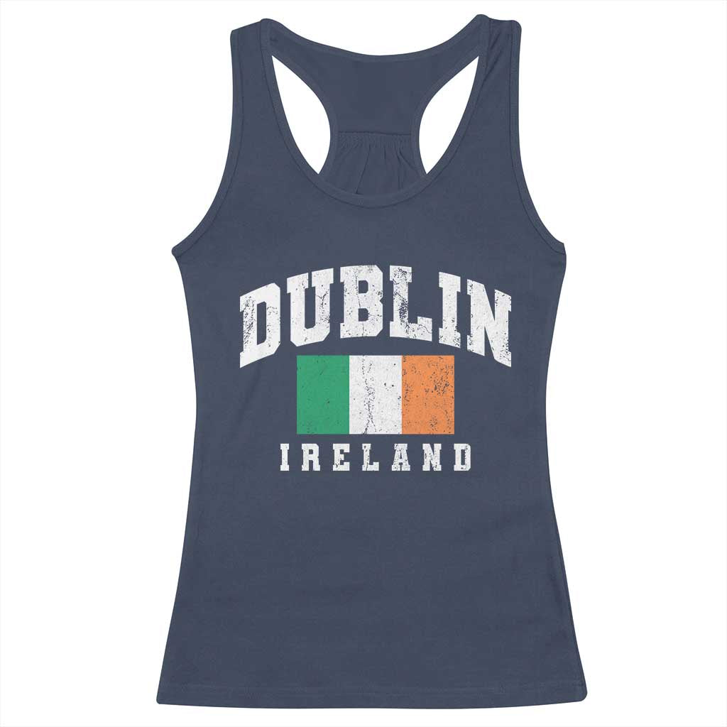 Dublin Ireland Flag Irish Retro Throwback Sports Design Racerback Tank Top