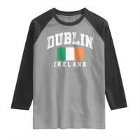 Dublin Ireland Flag Irish Retro Throwback Sports Design Raglan Shirt
