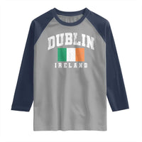 Dublin Ireland Flag Irish Retro Throwback Sports Design Raglan Shirt