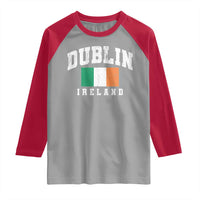 Dublin Ireland Flag Irish Retro Throwback Sports Design Raglan Shirt