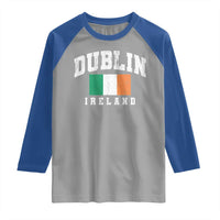 Dublin Ireland Flag Irish Retro Throwback Sports Design Raglan Shirt