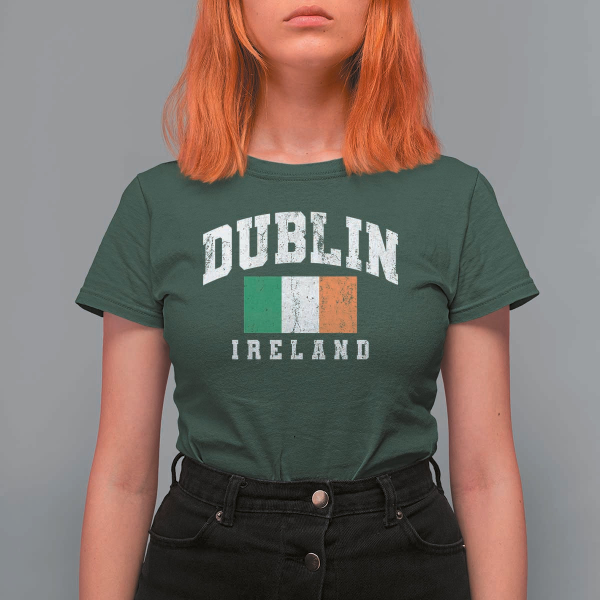 Dublin Ireland Flag Irish Retro Throwback Sports Design T Shirt For Women