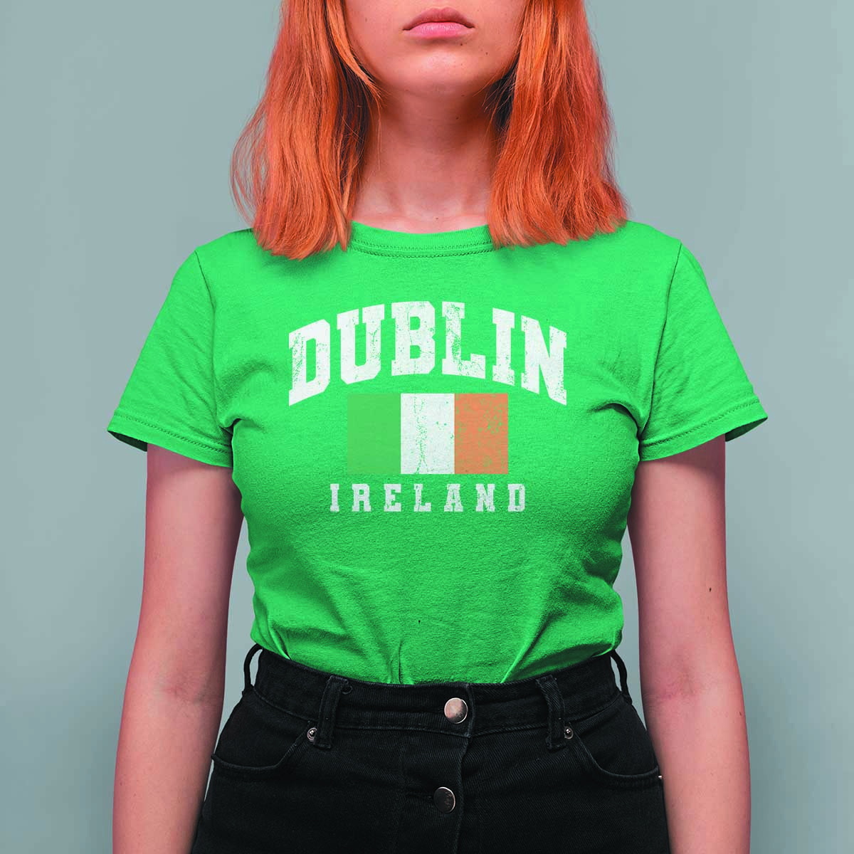 Dublin Ireland Flag Irish Retro Throwback Sports Design T Shirt For Women