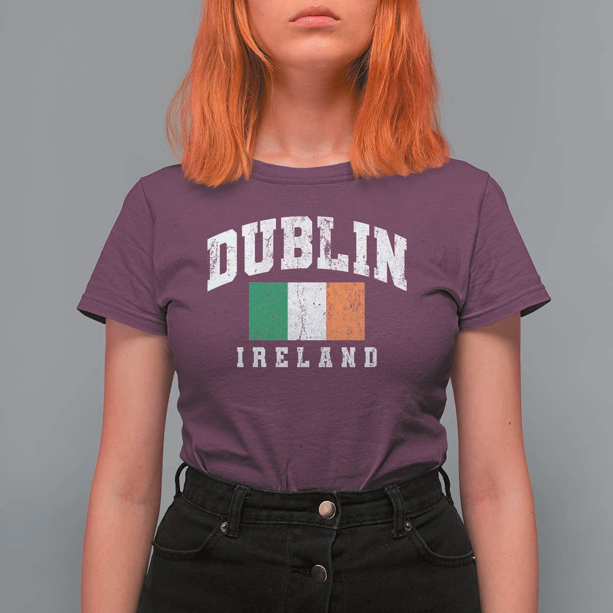Dublin Ireland Flag Irish Retro Throwback Sports Design T Shirt For Women