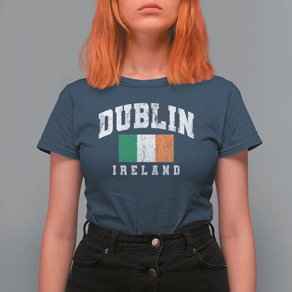 Dublin Ireland Flag Irish Retro Throwback Sports Design T Shirt For Women