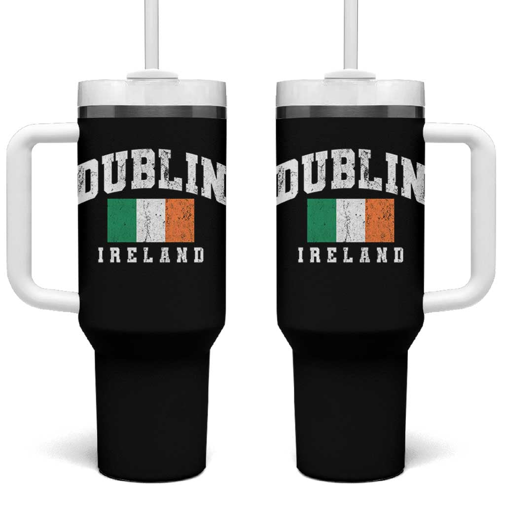 Dublin Ireland Flag Irish Retro Throwback Sports Design Tumbler With Handle
