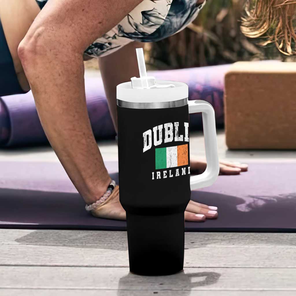 Dublin Ireland Flag Irish Retro Throwback Sports Design Tumbler With Handle