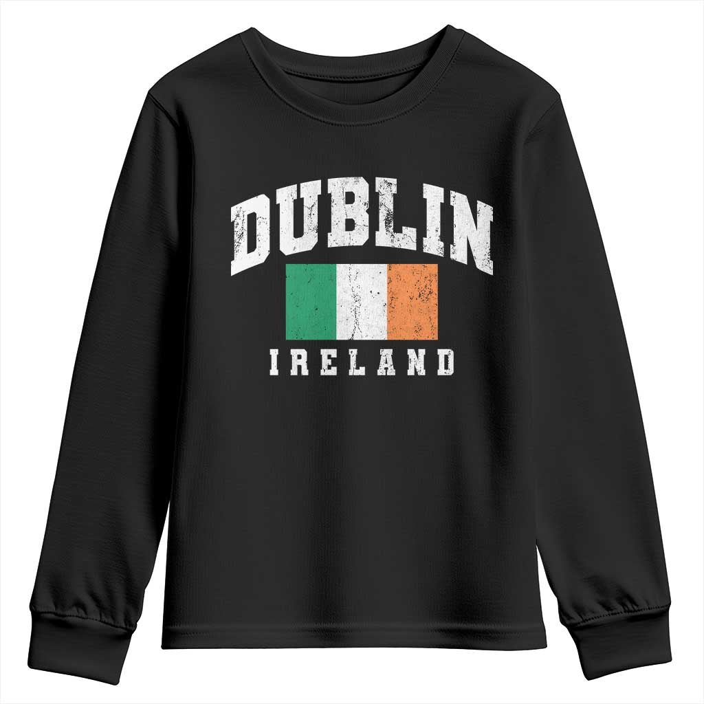 Dublin Ireland Flag Irish Retro Throwback Sports Design Youth Sweatshirt
