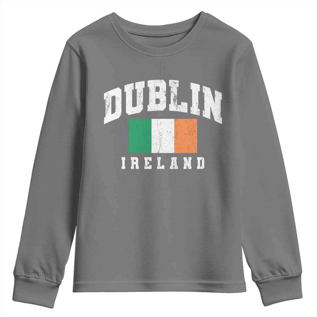 Dublin Ireland Flag Irish Retro Throwback Sports Design Youth Sweatshirt