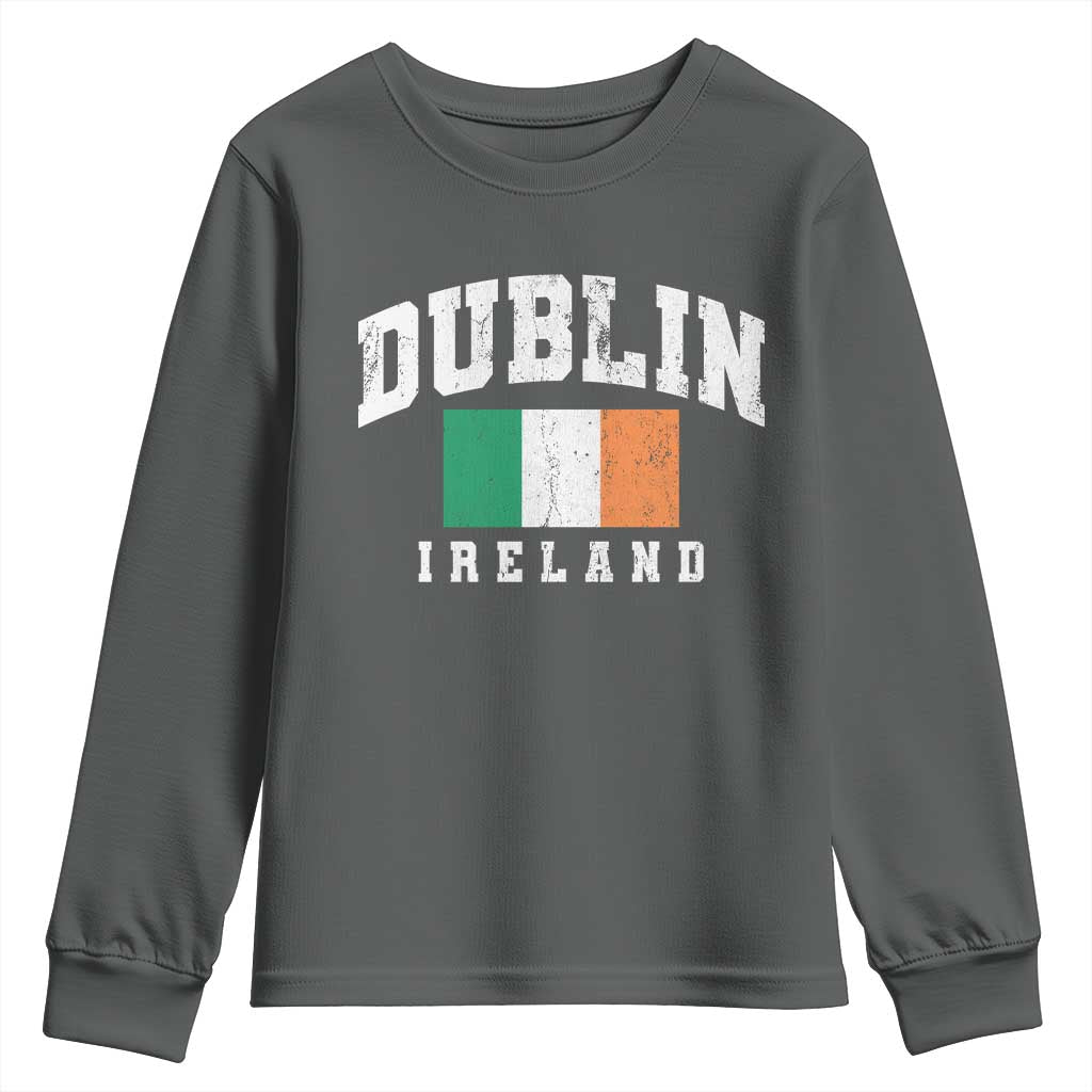 Dublin Ireland Flag Irish Retro Throwback Sports Design Youth Sweatshirt
