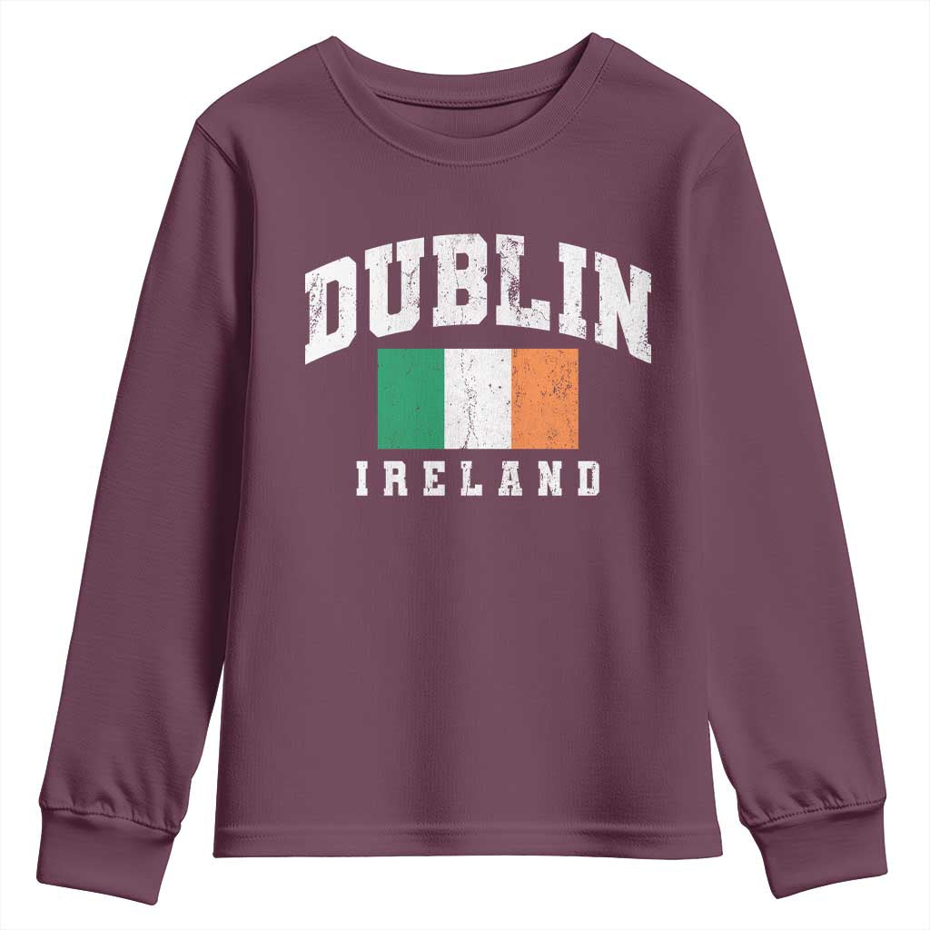 Dublin Ireland Flag Irish Retro Throwback Sports Design Youth Sweatshirt