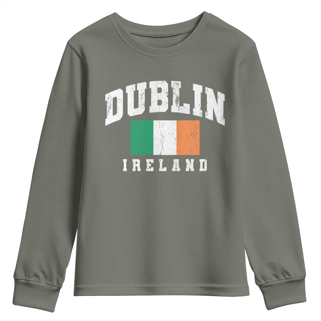 Dublin Ireland Flag Irish Retro Throwback Sports Design Youth Sweatshirt